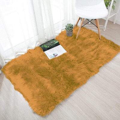 

Toponeto Wool Imitation Sheepskin Rugs Faux Non Slip Bedroom Shaggy Carpet Mats