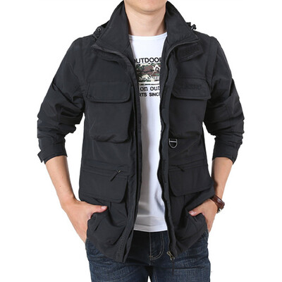 

Toponeto Mens Detachable Sleeve Hooded Loose Outdoor Mountaineering Sportswear
