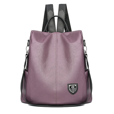 

Pu soft leather bag 2019 backpack multi-function business casual backpack