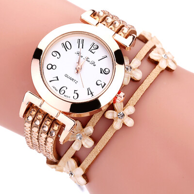 

Fanteeda FD094 Women Arabic Numbers Rhinestones Wrist Watch with Flowers