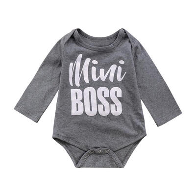 

Newborn Baby Long Sleeve Basic Rompers Cute Letters Print Cotton Jumpsuit