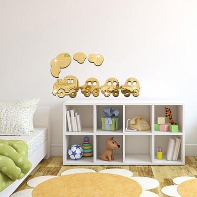 

Toponeto Acrylic 3D Cute Train Combination Mirror Effect Wall Sticker Decal Home Decor GD