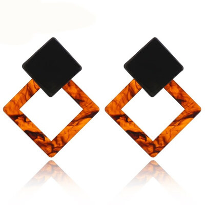 

Vintage Acrylic Acetate Plate Stud Earrings for Women Ladies Simple Geometric Female Shiny Statement Earrings Fashion Jewelry