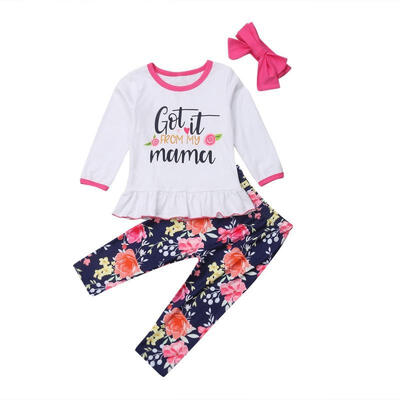 

3Pcs New Floral Kids Baby Girls Outfits Clothes Long Sleeve Tops DressPants Set
