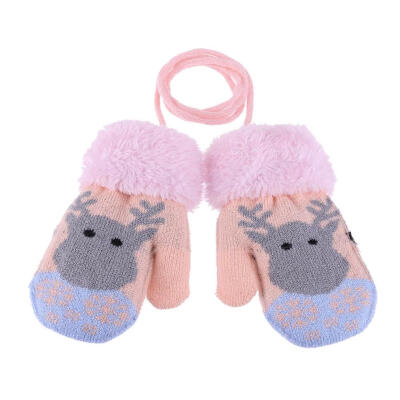 

Cute Children Boys Girls Knitted Gloves Winter Warm Deer Print Gloves Gift