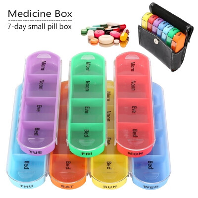 

Pill Box 7 Days 28 Compartments Leather Pill Case Wallet BPA Free Pill Organisers