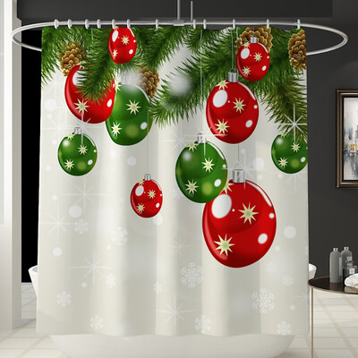 

Gobestart Santa Christmas Print Toilet Bathroom Mat And Shower Curtain Four-Piece Set