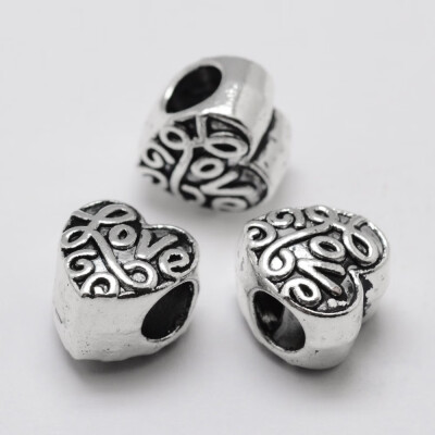 

Alloy European Beads Heart Large Hole Beads Antique Silver 105x10x8mm Hole 5mm