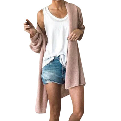 

Toponeto Women Fashion Long Sleeve Solid Color Long Type Kimono Cardigans Outerwear