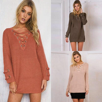

Women Casual Long Sleeve Knitted Pullover Loose Sweater Jumper Tops Knitwear