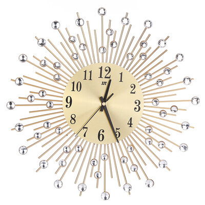 

Iron Art Inlaid Diamond Flower Living Room Silence Bedroom Metal Wall Clock