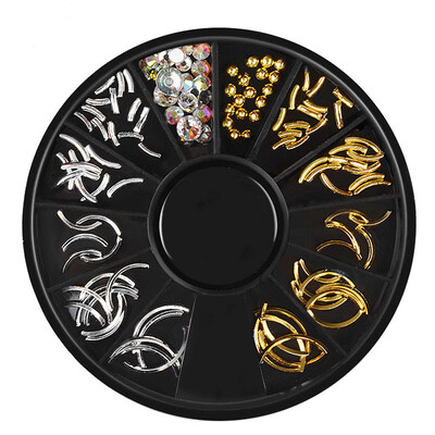 

〖Follure〗12 Kinds Semilunar Rivet Manicure Trays Sheet Metal Electroplating Nail Strips