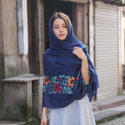 

2018 summer new cotton&linen embroidery scarf Nepal retro national wind shawl sunscreen beach towel
