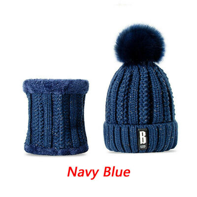 

Womens Ladies Wooly Thick Knit Hat And Neck Warmer Set Knitted Woollen Winter