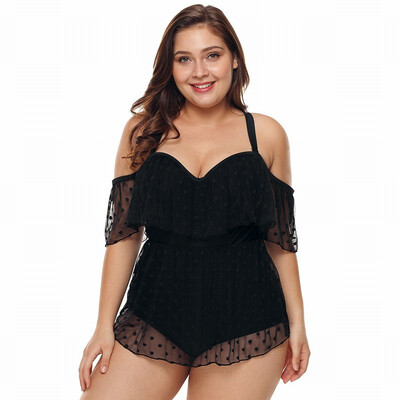 

Tankinis large size off-the-shoulder mesh tulle one-piece swimsuit