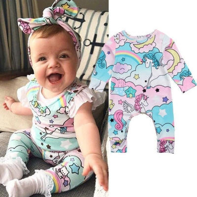 

Kids Baby Unicorn Girls Infant Romper Jumpsuit Bodysuit Clothes Outfits