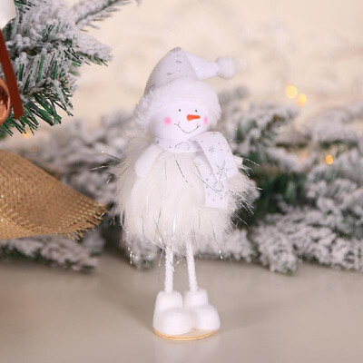 

Christmas Ornaments Silver Silk Plush Standing Pose Snowman Princess Doll Window Decoration