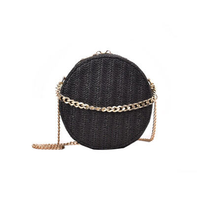 

Chain Weave Handbags 2019 Beach Summer Rattan Bags Ladies Shoulder Straw Bag Casual Circular Women Bag T30