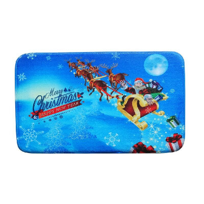 

Christmas Carpet Mat Bath Rug Cute Santa Claus Print Non-Slip Doormat Welcome Floor Mats