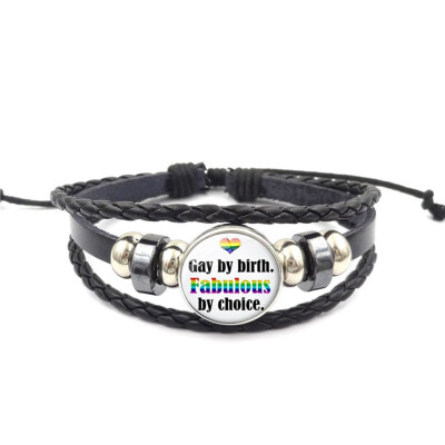 

Rainbow Pride Braided Wristbands Leather Bangle Pride Bracelet for Men Women