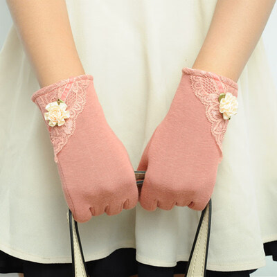 

Fashion Lovely Lace Flower Women Touch Screen Winter Warm Sport Gloves Gift