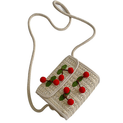 

Spring And Summer Mini Straw Beach Tote Teenage Heart Woven Bag