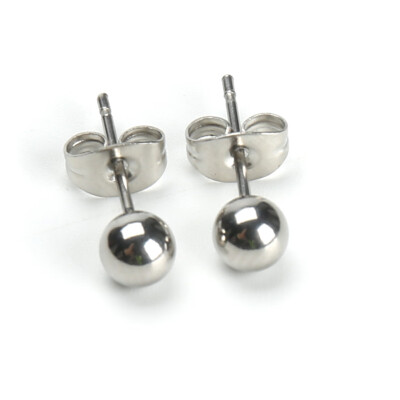 

345mm Stainless Steel Round Ball Ear Stud Earrings MenWomens Jewelry Gift