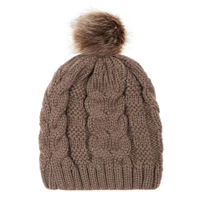 

Tailored Adult Women Keep Warm Winter Fur Ball Knitted Wool Beanie Hemming Hat Cap