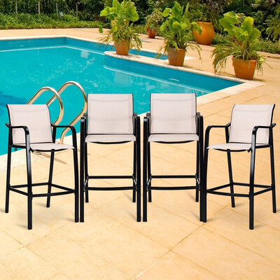 

4 pcs Patio Counter Height Steel Frame Leisure Bar Chairs
