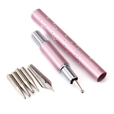 

Toponeto Nail Art Drawing Pen with Metallic Head 5 Dotting Tip for Salon Manicure DIY