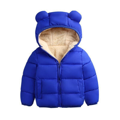 

Winter Infant Kids Baby Girls Boys Down Parkas Coat 3D Ears Hooded Long Sleeve Zipper Solid Warm Outfits 4 Colors