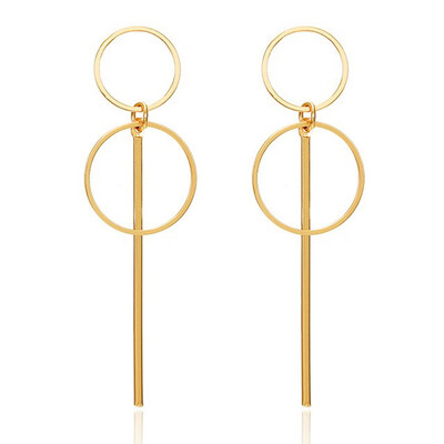 

2019 Fashion Gold Metal Round Disc Statement Earrings for Women Bijoux Brincos Party Gift Big Circle Drop Dangle Earring