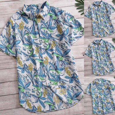 

Toponeto Fashion Mens Casual Button Print Hawaii Print Beach Short Sleeve Top Blouse