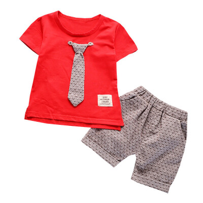 

Toddler Kids Baby Boys Outfits Short Sleeve T-shirtPants Gentleman Clothes Set