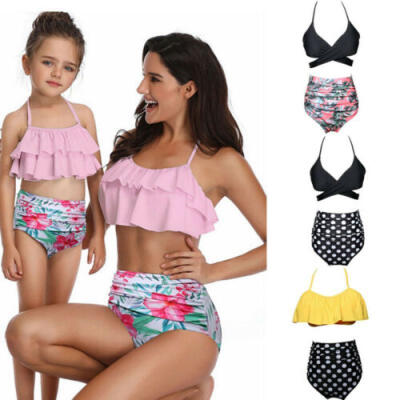 

Family Match Mom Daughter Monokini Swimwear Bathing Two Piece Beachwear Swimsuit