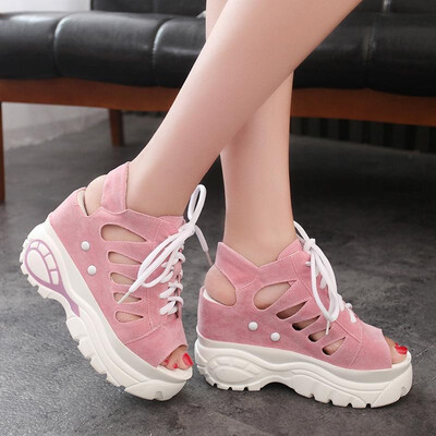 

2019 new womens sandals summer fashion wedge with super high-heeled muffin thick-bottomed fish mouth Roman hollow sandals wholesa