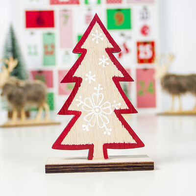 

Siaonvr Wooden Mini Christmas Tree Desktop Ornaments Merry Christmas Party Decor