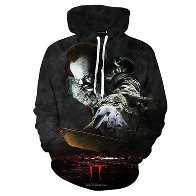 

Herqw61 Mens 3D Stephen Kings It Hoodie Pullover Sweatshirt Terror Movie Cool Pullover Tops