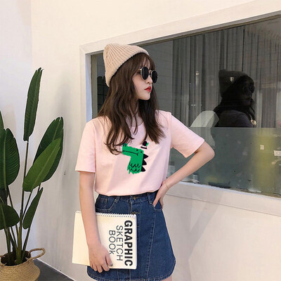 

Womens Fashion Round Neck Short Sleeve T-Shirt With Print Summer Blouse Tops