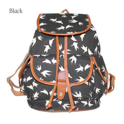 

Women Canvas Backpack Fashion Swallow Printing School Cute Laptop Bag