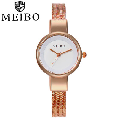 

MEIBO Fashion Women Spuer Slim Silver Mesh Belt Quartz Watch Casual Ladies Stainless Steel Watch Clock Relogio Feminino 533