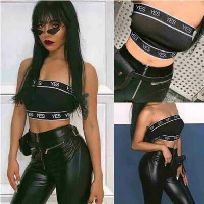 

Fashion Women Sleeveless Summer Bustier Crop Top Vest Tube Tank Top Blouse Black