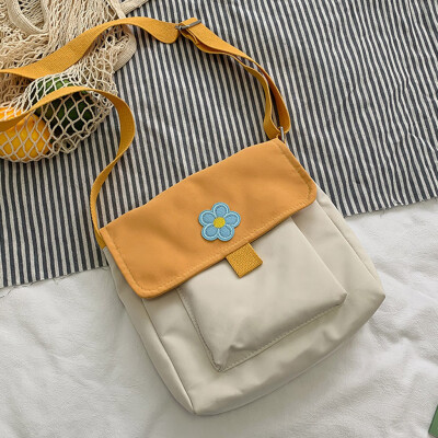 

Tailored Fashion Lady Wild Canvas Cute Flower Contrast Color Shoulder Bag Messenger Bag