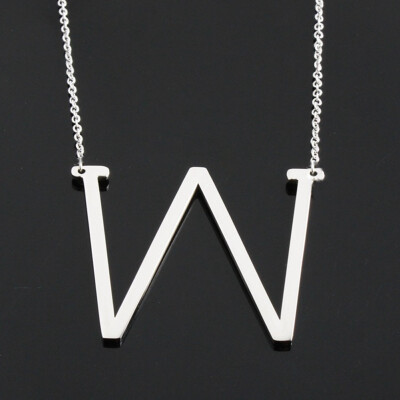 

Alphabet Necklace Silver Plated Initial Letter Alphabet A - Z Choker Pendant