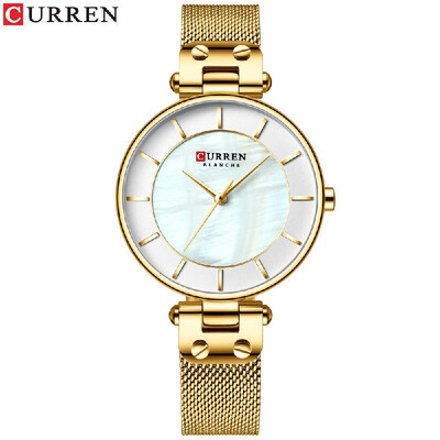 

Curren Woman Watches Waterproof Alloy Case Stainless Steel Band Quartz Watch Fashion Exquisite Wristwatch