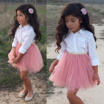 

Toddler Kid Baby Girl Clothes T-shirt Shirt Tops Lace Ruffle Tutu Skirt Outfit