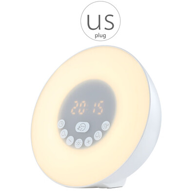 

Wake Up Light Alarm Clock Simulation Digital Clock FM Radio Wireless Bluetooth Speaker Bedside Lamp