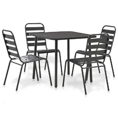 

5 Piece Outdoor Dining Set Steel Dark Gray