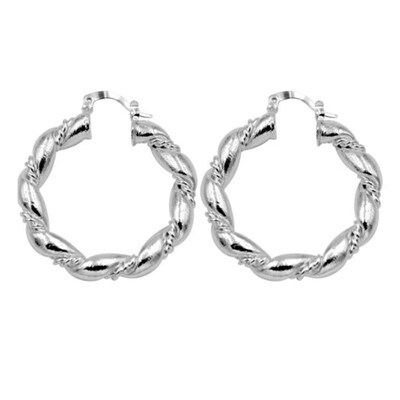 

Fashion Women Ladies Silver Plated Circle Earring Twisted Ear Ring Hoop Jewelry