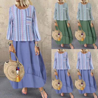 

Women Boho Long Shirt Vest Dress Summer Casual Loose Kaftan Maxi Dress Sundress
